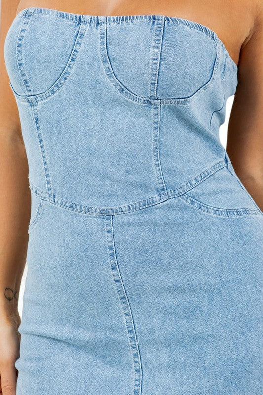 FASHION LONG MAXI DENIM DRESS