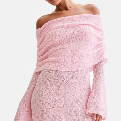 Off-Shoulder Knit Bodycon Dress