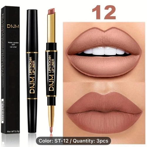 DNJ Matte Lip Liner & Lipstick Duo – 6 Pcs