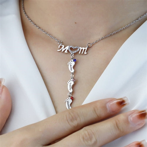 MOM Foot Personalized Necklace
