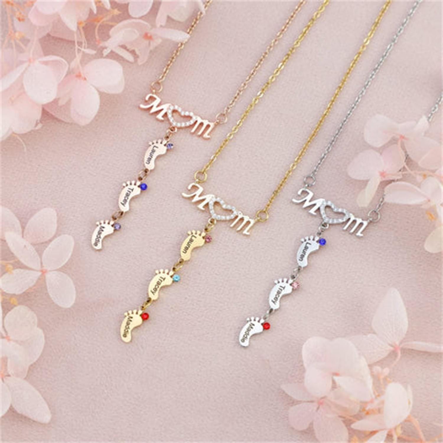 MOM Foot Personalized Necklace