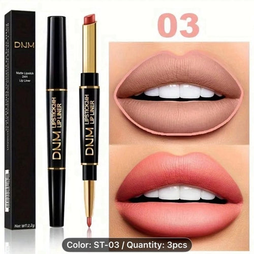DNJ Matte Lip Liner & Lipstick Duo – 6 Pcs