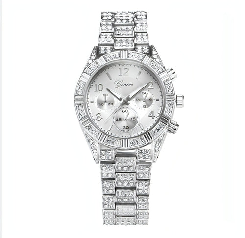 Rose Gold Crystal Iced-Out Quartz Watch