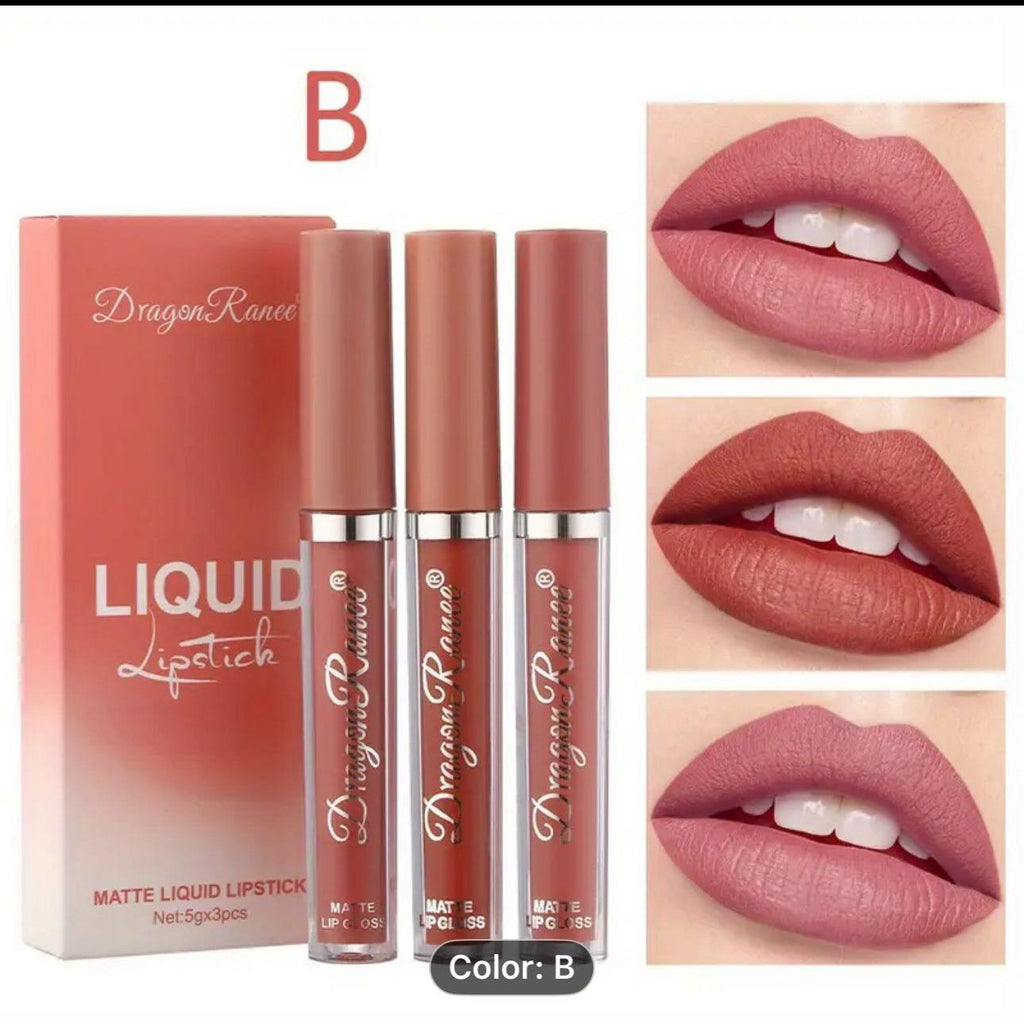 3-Piece Matte Liquid Lipstick Set | Long-Lasting & Waterproof