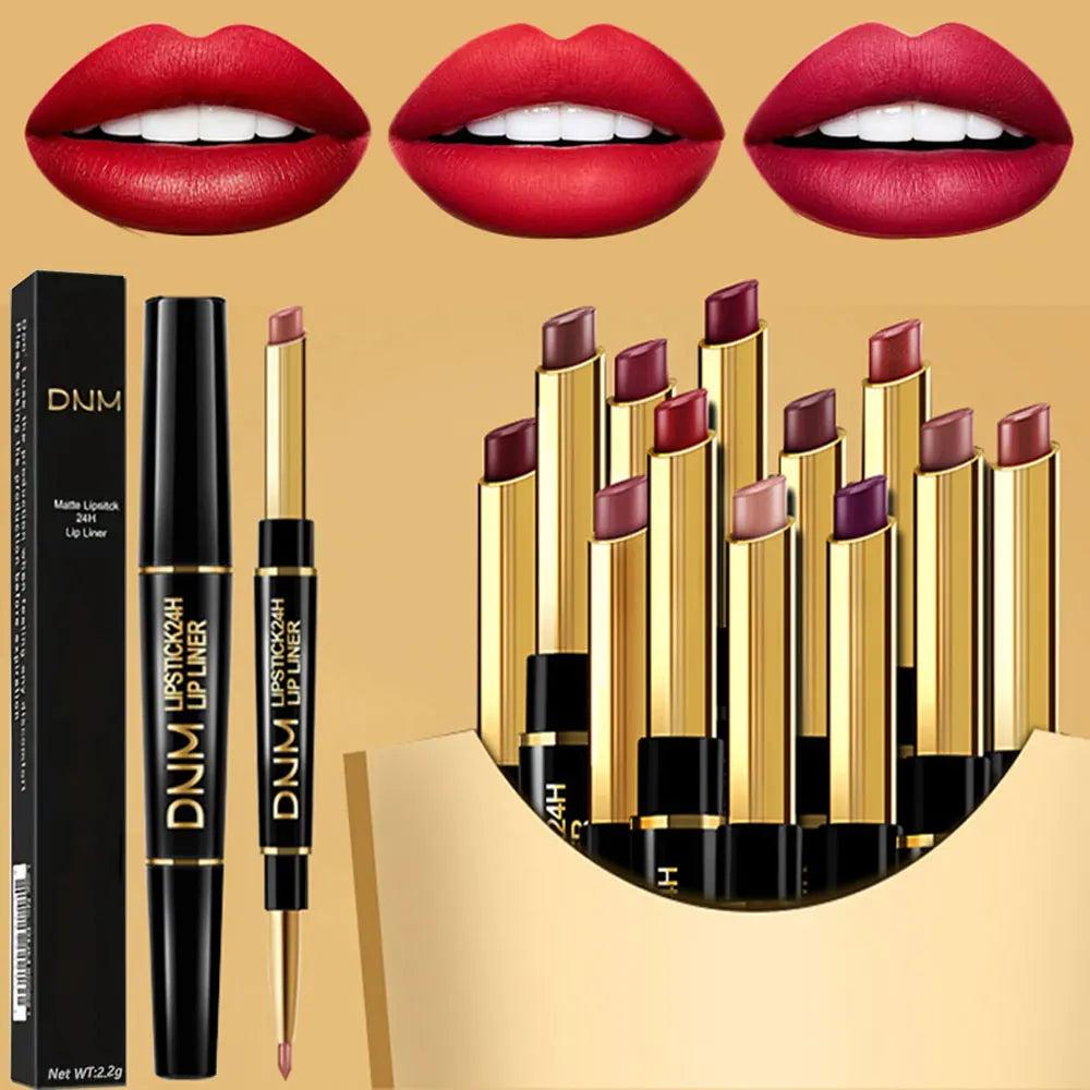 DNJ Matte Lip Liner & Lipstick Duo – 6 Pcs