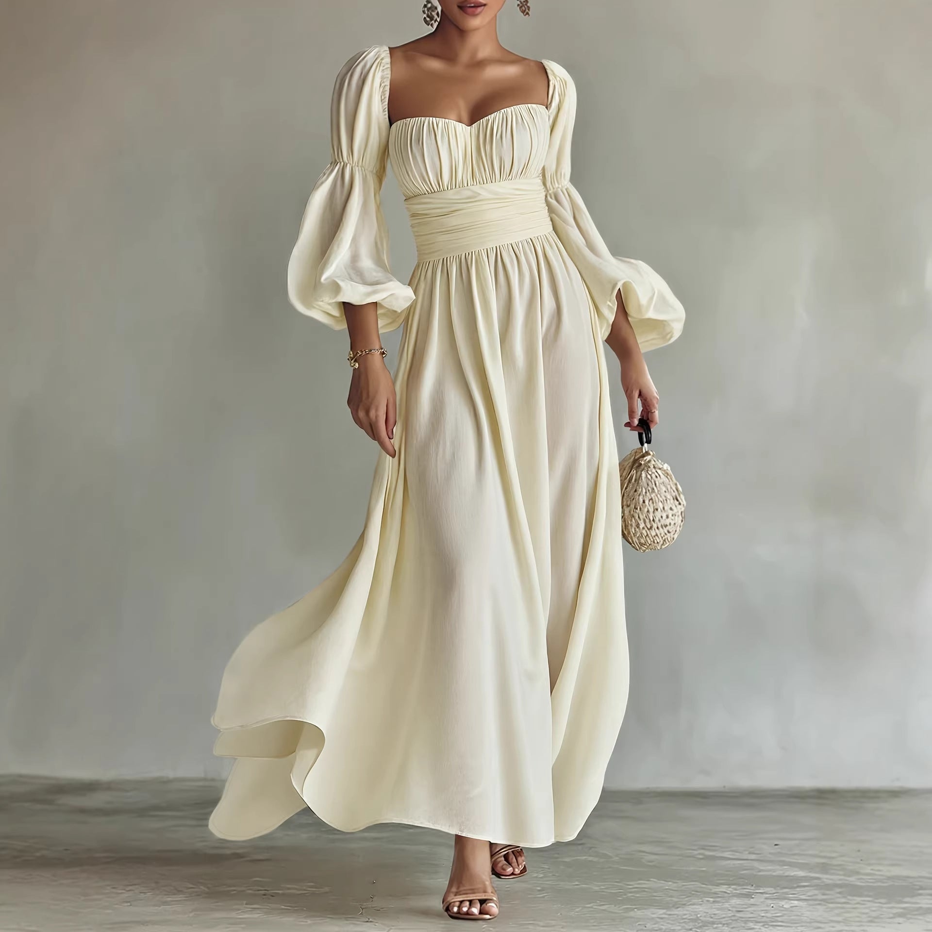 Artistic Retro French Formal Dress Puff Sleeve