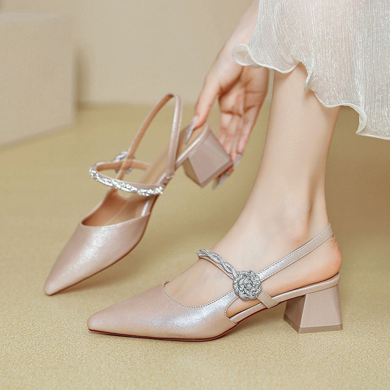 Chunky Heel With Pointed Toe - High Heels