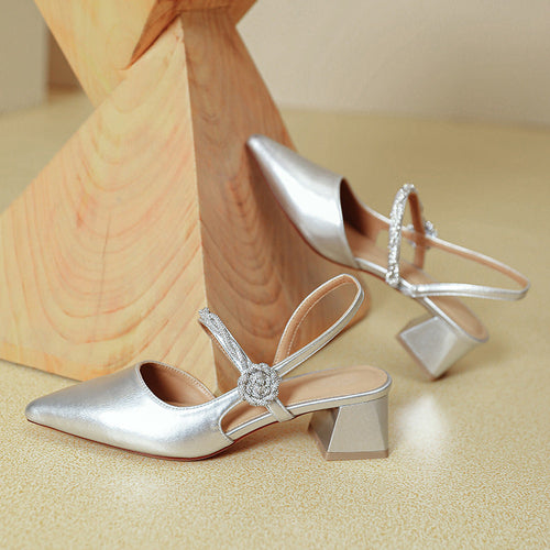 Chunky Heel With Pointed Toe - High Heels