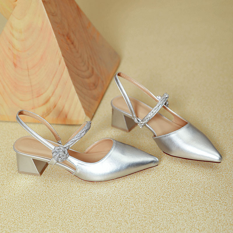 Chunky Heel With Pointed Toe - High Heels