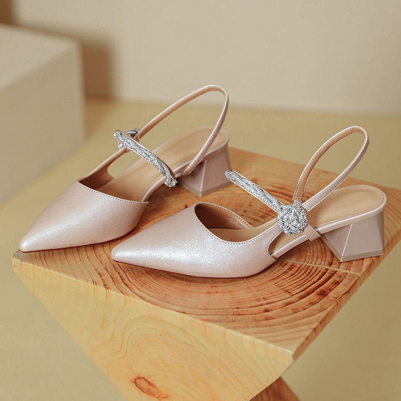 Chunky Heel With Pointed Toe - High Heels