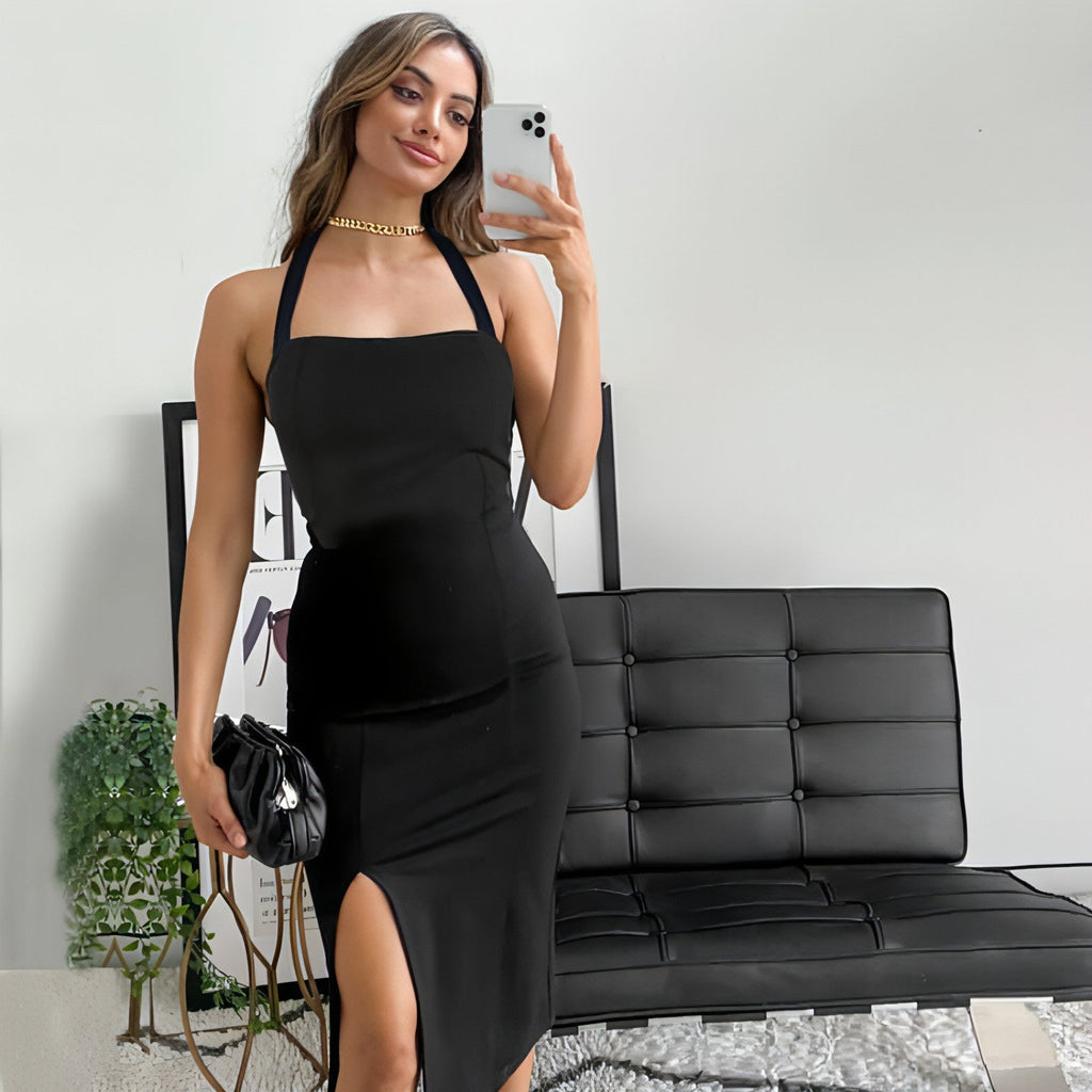Elegant Backless Halter Dress