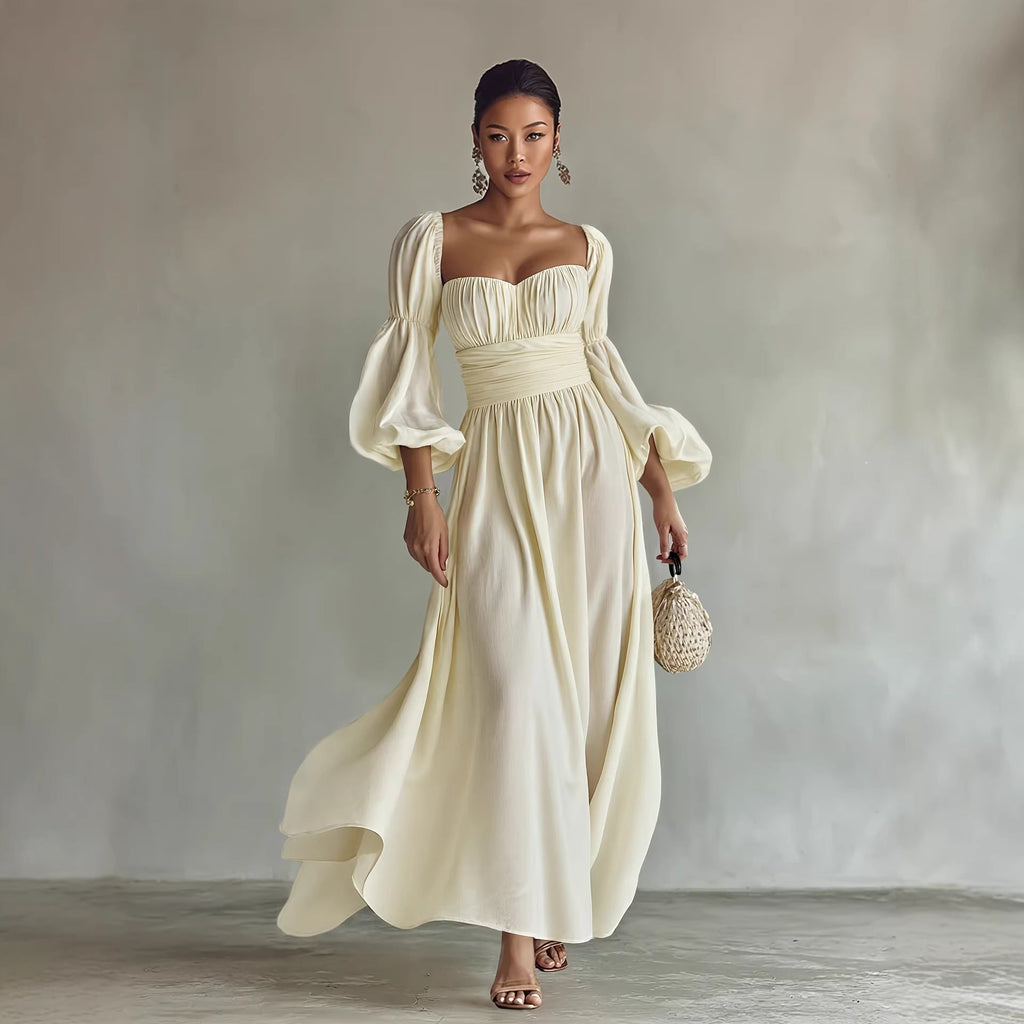 Artistic Retro French Formal Dress Puff Sleeve