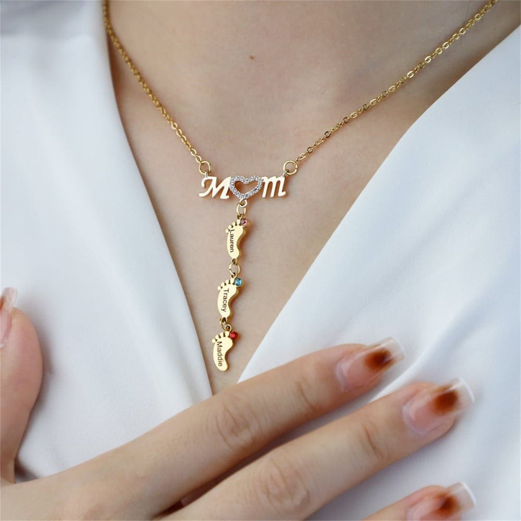 MOM Foot Personalized Necklace