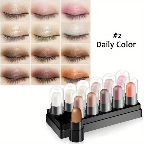 2-in-1 Eyeshadow & Lipstick Sticks – 12 Waterproof Shades