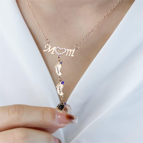 MOM Foot Personalized Necklace