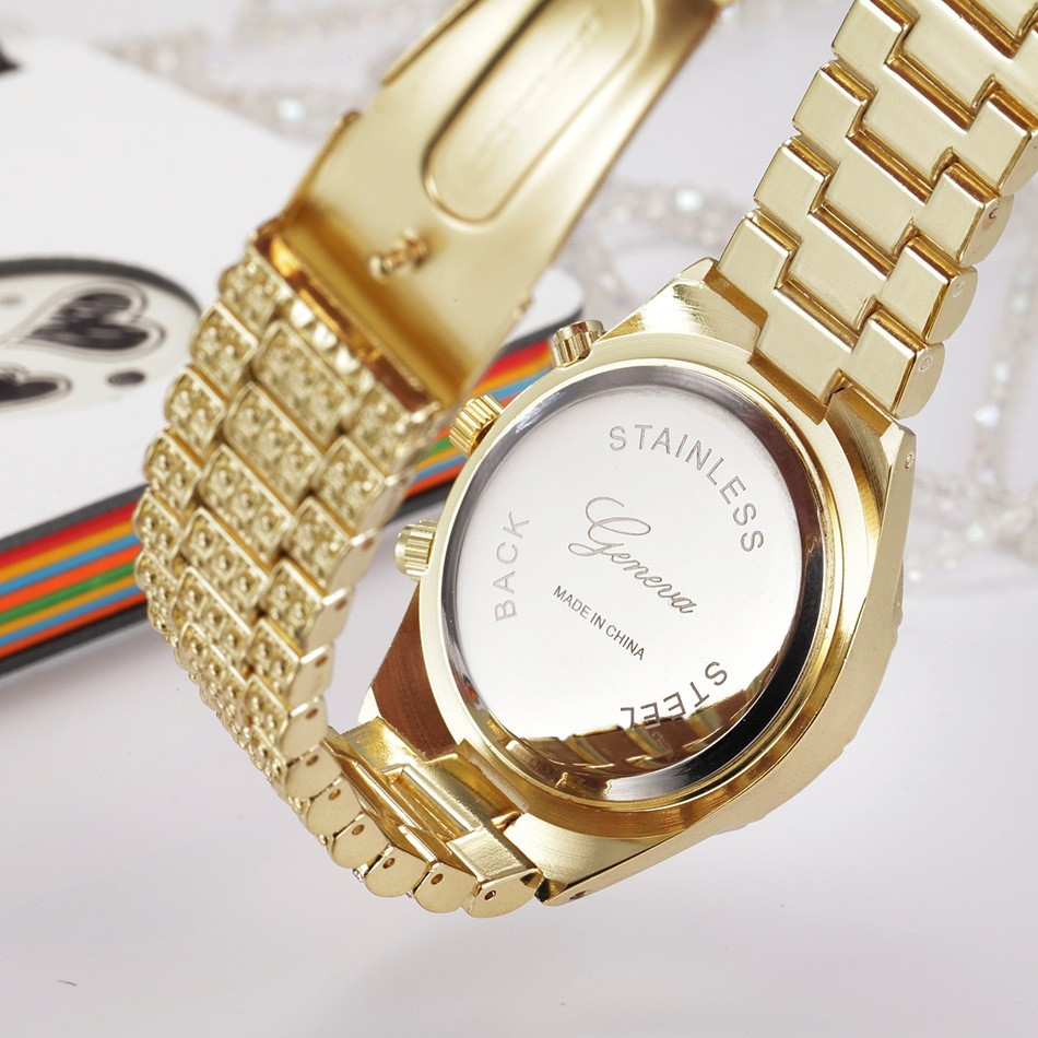 Rose Gold Crystal Iced-Out Quartz Watch