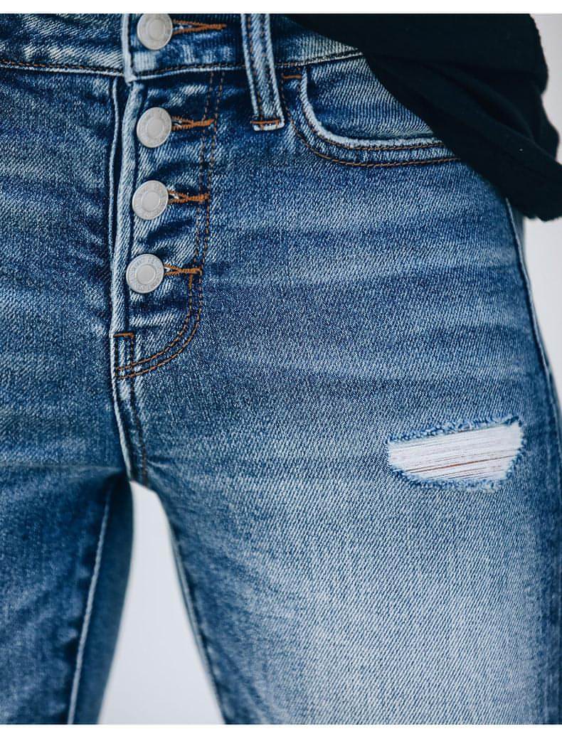 Slim Hole High Elasticity  Denim  Jeans