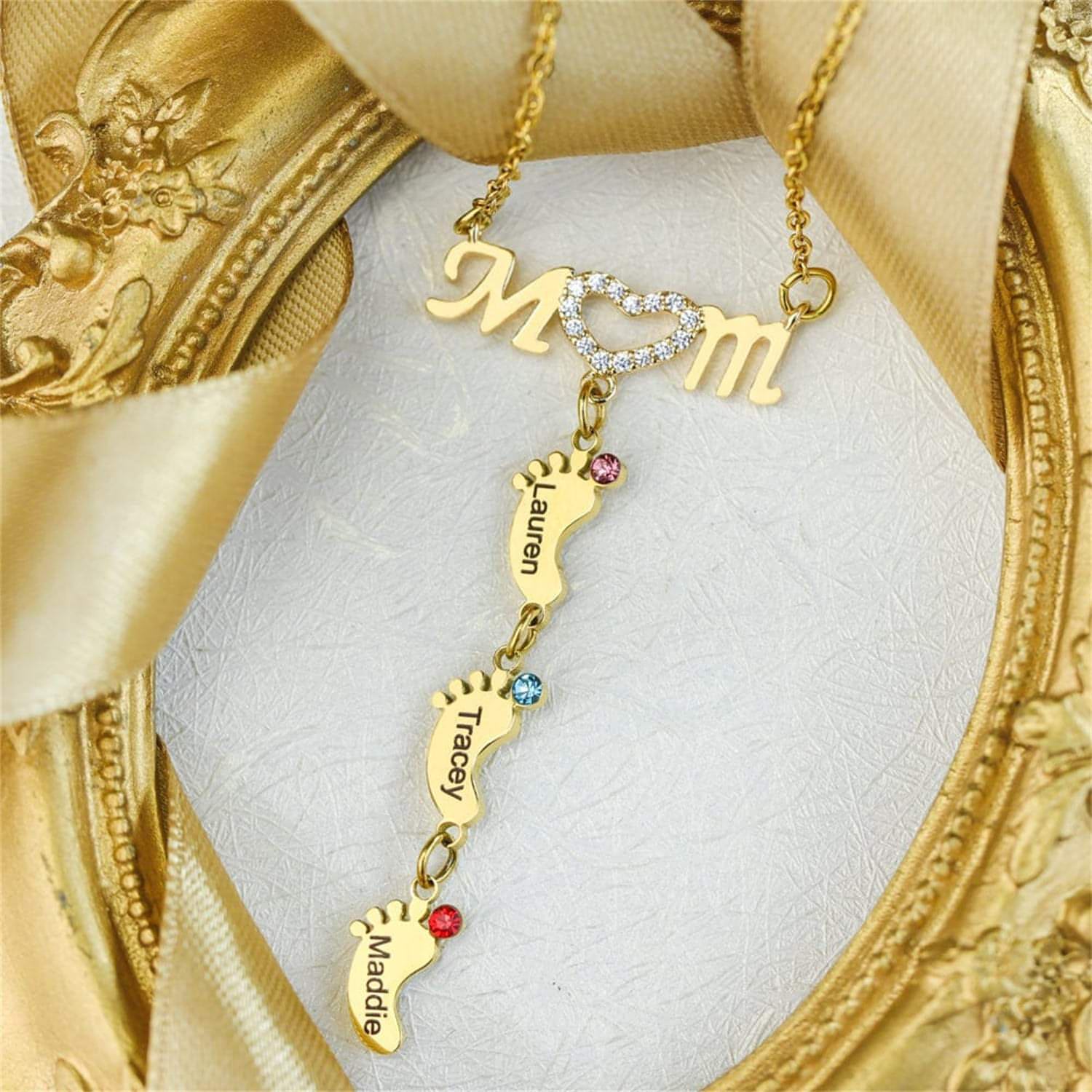 MOM Foot Personalized Necklace