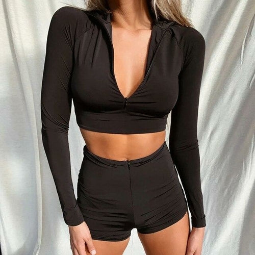Seamless Black Set Gym Clothes Fashion Long Sleeve Zipper